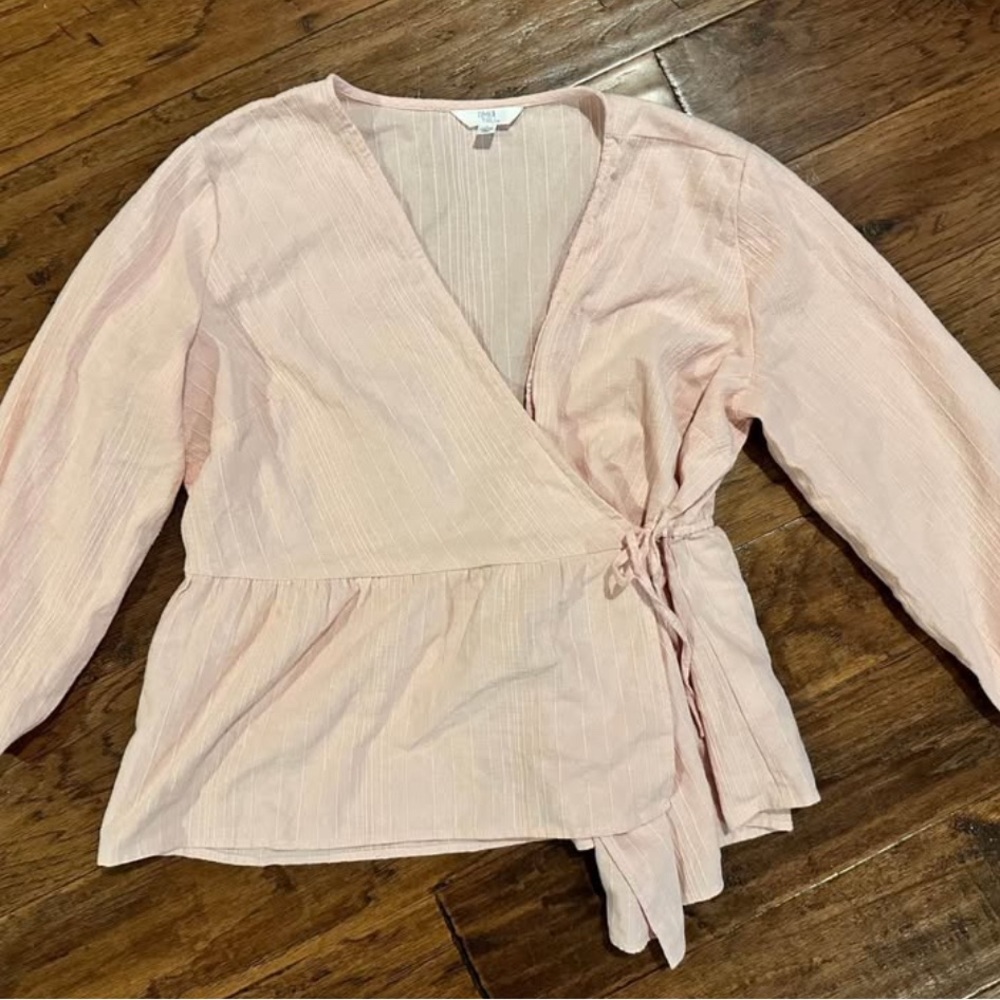 Time and Tru Blush Pink Wrap Blouse